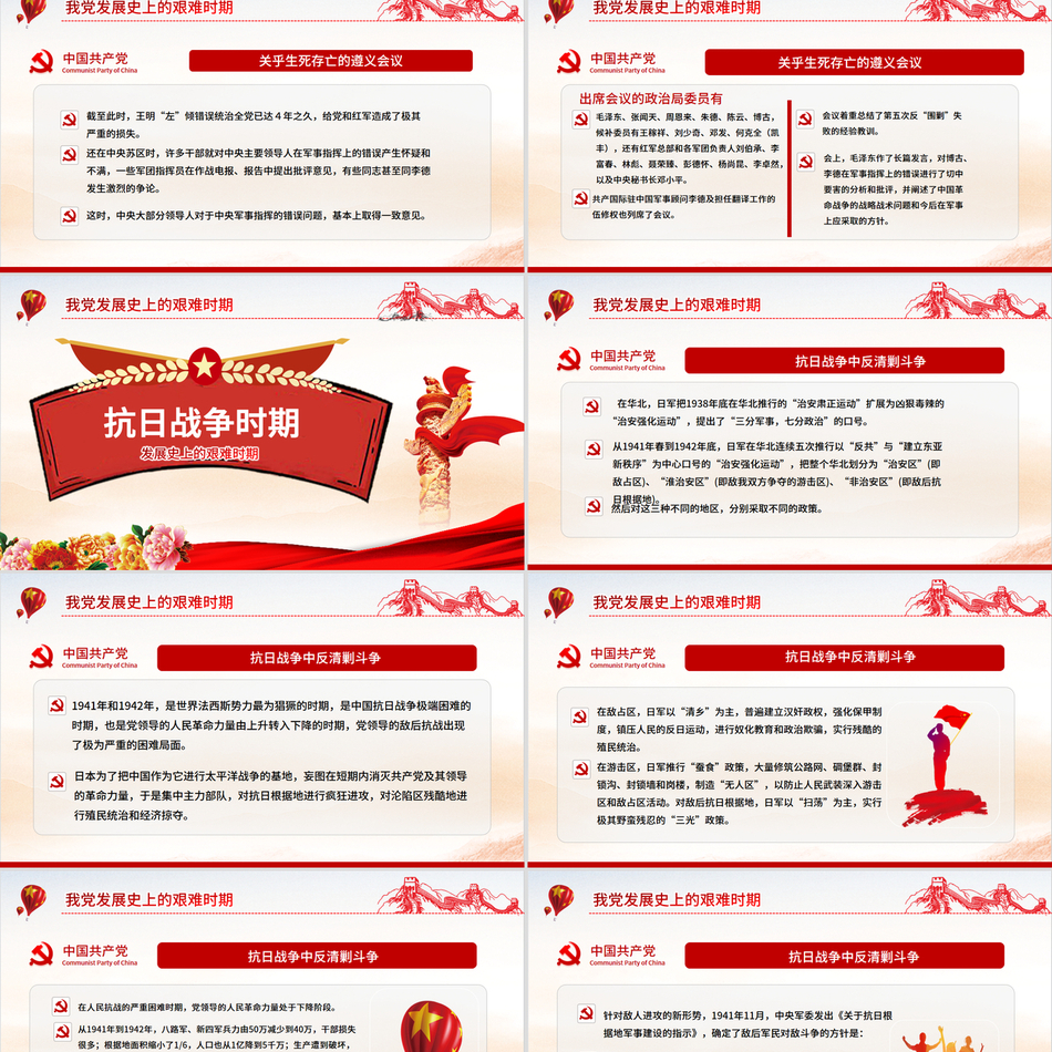 2025党史历史ppt模板建党104周年党史学习教育党的光辉历程