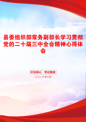 县委组织部常务副部长学习贯彻党的二十届三中全会精神心得体会