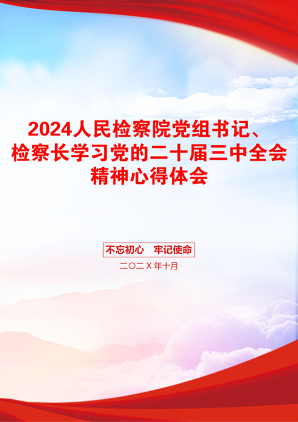 2024人民检察院党组书记、检察长学习党的二十届三中全会精神心得体会