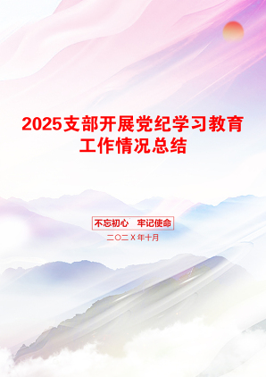 2025支部开展党纪学习教育工作情况总结