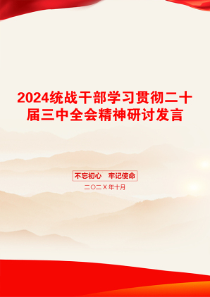 2024统战干部学习贯彻二十届三中全会精神研讨发言