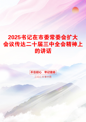 2025书记在市委常委会扩大会议传达二十届三中全会精神上的讲话