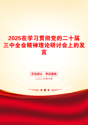 2025在学习贯彻党的二十届三中全会精神理论研讨会上的发言