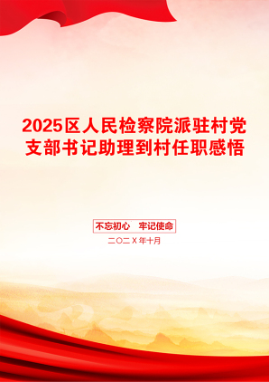 2025区人民检察院派驻村党支部书记助理到村任职感悟