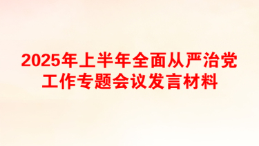 2025年上半年全面从严治党工作专题会议发言材料