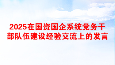 2025在国资国企系统党务干部队伍建设经验交流上的发言