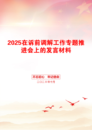 2025在诉前调解工作专题推进会上的发言材料