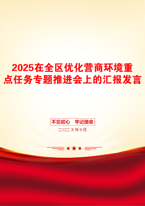 2025在全区优化营商环境重点任务专题推进会上的汇报发言