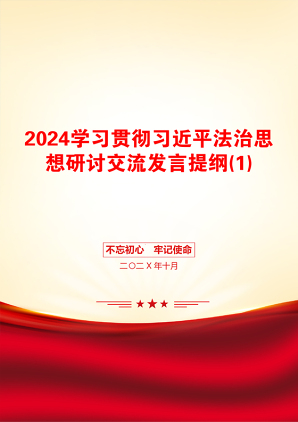 2024学习贯彻习近平法治思想研讨交流发言提纲(1)