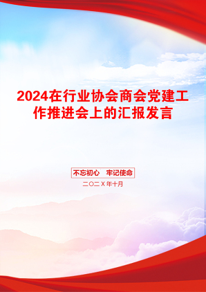 2024在行业协会商会党建工作推进会上的汇报发言