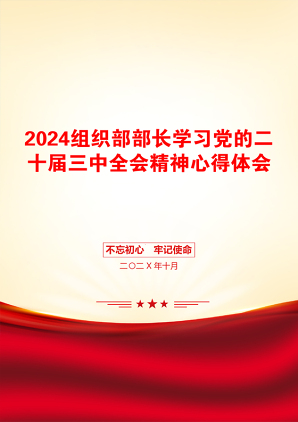 2024组织部部长学习党的二十届三中全会精神心得体会