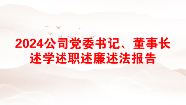 2024公司党委书记、董事长述学述职述廉述法报告