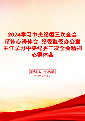 2024学习中央纪委三次全会精神心得体会_纪委监委办公室主任学习中央纪委三次全会精神心得体会