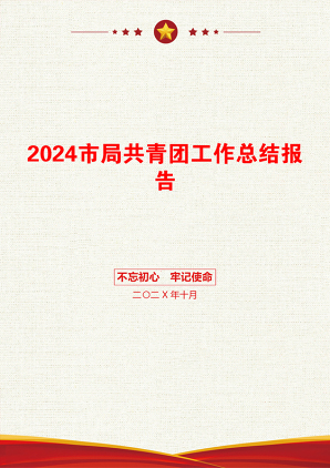 2024市局共青团工作总结报告