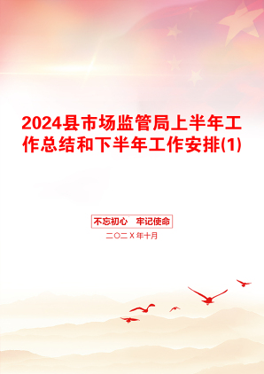 2024县市场监管局上半年工作总结和下半年工作安排(1)