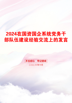 2024在国资国企系统党务干部队伍建设经验交流上的发言