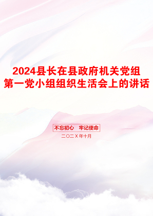 2024县长在县政府机关党组第一党小组组织生活会上的讲话