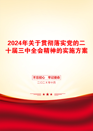 2024年关于贯彻落实党的二十届三中全会精神的实施方案