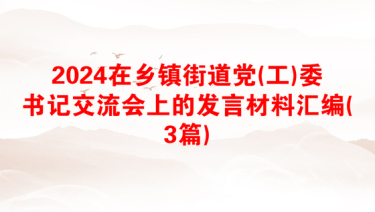 2024在乡镇街道党(工)委书记交流会上的发言材料汇编(3篇)