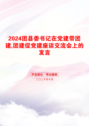 2024团县委书记在党建带团建,团建促党建座谈交流会上的发言