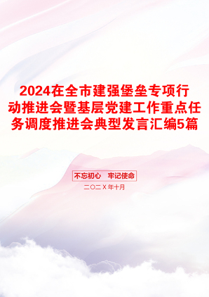 2024在全市建强堡垒专项行动推进会暨基层党建工作重点任务调度推进会典型发言汇编5篇