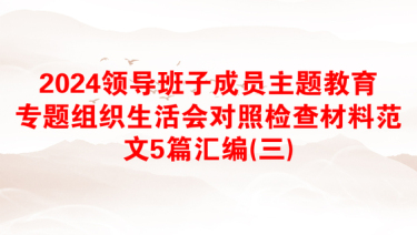 2024领导班子成员主题教育专题组织生活会对照检查材料范文5篇汇编(三)