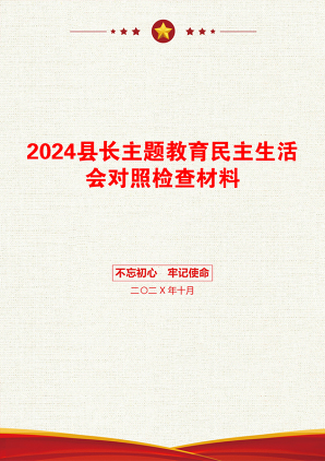 2024县长主题教育民主生活会对照检查材料