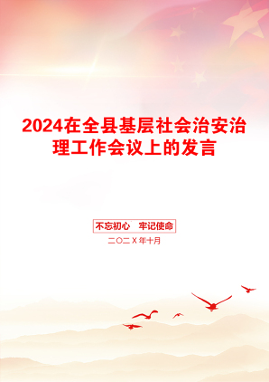 2024在全县基层社会治安治理工作会议上的发言