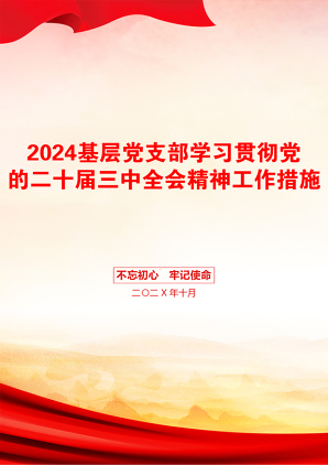 2024基层党支部学习贯彻党的二十届三中全会精神工作措施