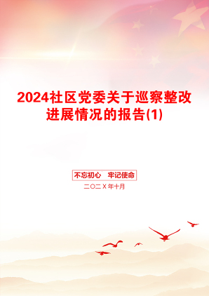 2024社区党委关于巡察整改进展情况的报告(1)