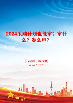 2024采购计划也能审？审什么？怎么审？