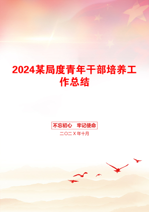 2024某局度青年干部培养工作总结