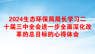 2024生态环保局局长学习二十届三中全会进一步全面深化改革的总目标的心得体会