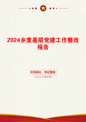 2024乡度基层党建工作整改报告