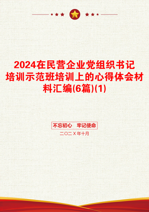 2024在民营企业党组织书记培训示范班培训上的心得体会材料汇编(6篇)(1)