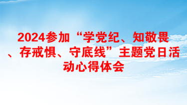 2024参加“学党纪、知敬畏、存戒惧、守底线”主题党日活动心得体会