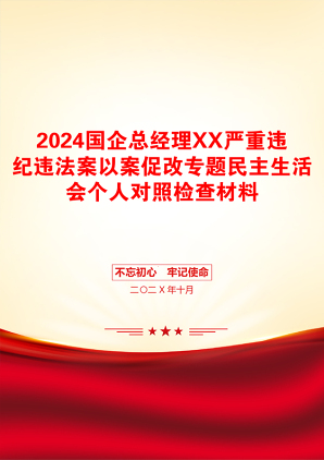 2024国企总经理XX严重违纪违法案以案促改专题民主生活会个人对照检查材料