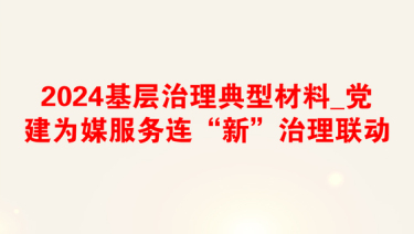 2024基层治理典型材料_党建为媒服务连“新”治理联动