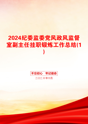 2024纪委监委党风政风监督室副主任挂职锻炼工作总结(1)