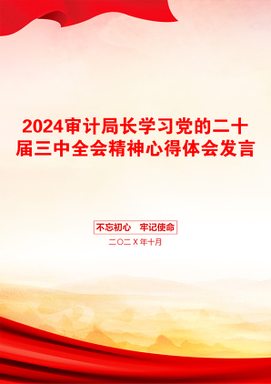 2024审计局长学习党的二十届三中全会精神心得体会发言