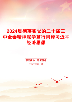 2024贯彻落实党的二十届三中全会精神深学笃行阐释习近平经济思想