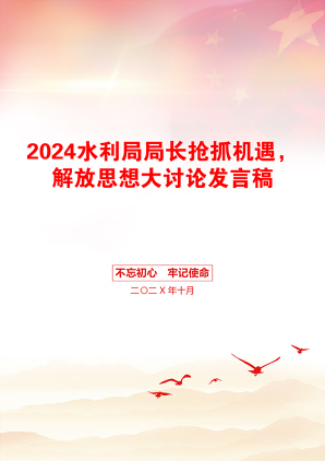 2024水利局局长抢抓机遇，解放思想大讨论发言稿