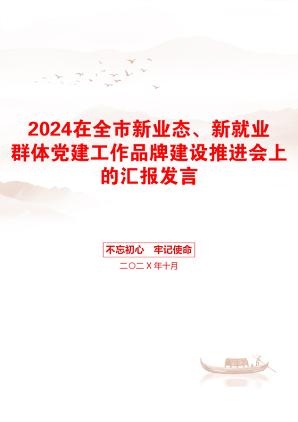 2024在全市新业态、新就业群体党建工作品牌建设推进会上的汇报发言