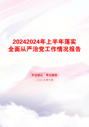 20242024年上半年落实全面从严治党工作情况报告