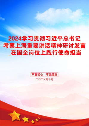 2024学习贯彻习近平总书记考察上海重要讲话精神研讨发言_在国企岗位上践行使命担当