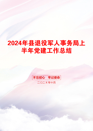 2024年县退役军人事务局上半年党建工作总结