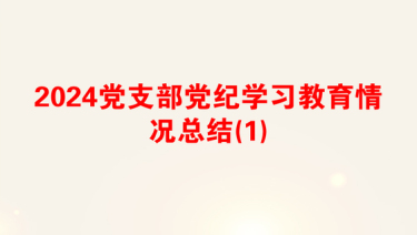 2024党支部党纪学习教育情况总结(1)