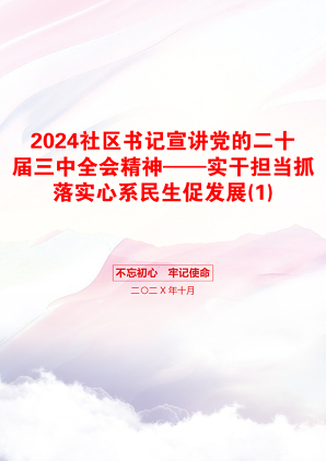 2024社区书记宣讲党的二十届三中全会精神——实干担当抓落实心系民生促发展(1)