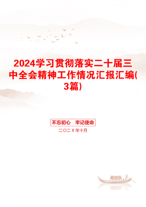 2024学习贯彻落实二十届三中全会精神工作情况汇报汇编(3篇)