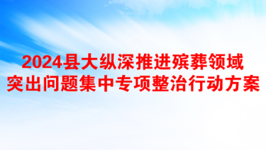 2024县大纵深推进殡葬领域突出问题集中专项整治行动方案